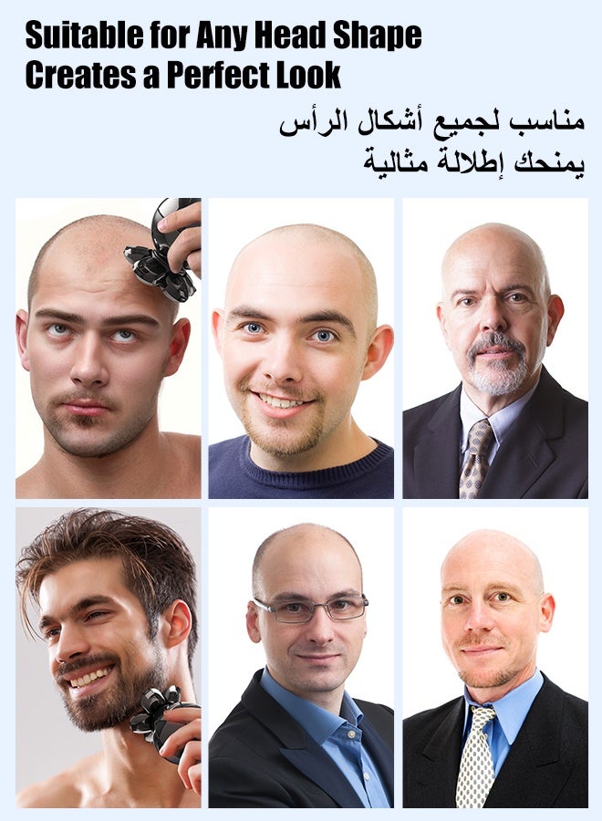  كاو ماكينة حلاقة كهربائية للرجال الصلع - ماكينة حلاقة عائمة بست شفرات لحلاقة مثالية للرأس الأصلع واللحية الكثيفة، ماكينة حلاقة لاسلكية مقاومة للماء بمعيار IPX7 للاستخدام الجاف والرطب مع قفل للسفر ومجموعة تنظيف (مصممة لمنطقة الشرق الأوسط) - Image 5
